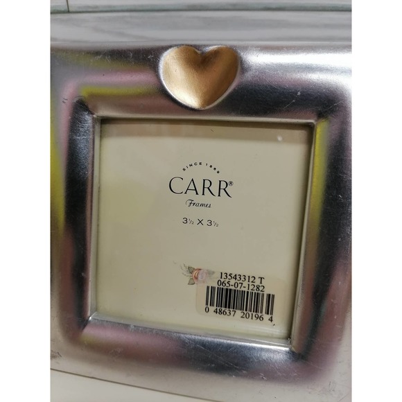 Vintage CARR Small Silver Gold Heart Frame 3.5x3.5 - Picture 2 of 7